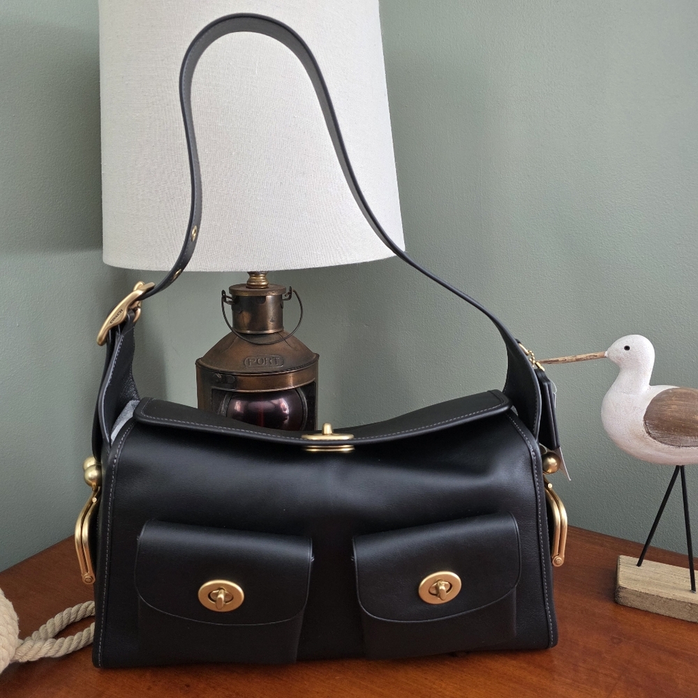 Coach CDZ12 Turnlock Haversack Black Leather Brass Shoulder Bag NWT - Picture 16 of 16